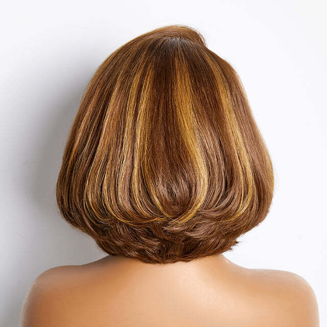 Short Layered Cut Bob Wig 13x4 Lace Front Human Hair Wigs Brown