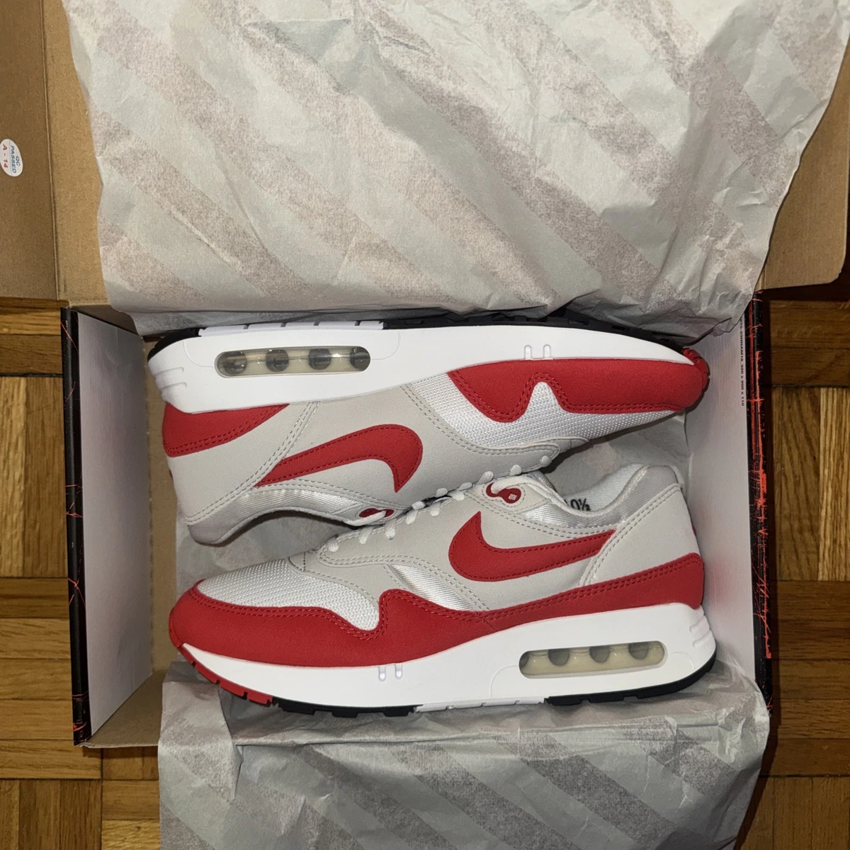 Nike Air Max 1 Leather White University Red for Sale