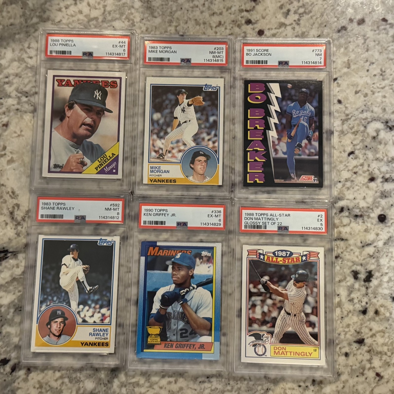 Set of 6 Vintage Baseball Cards - PSA Graded