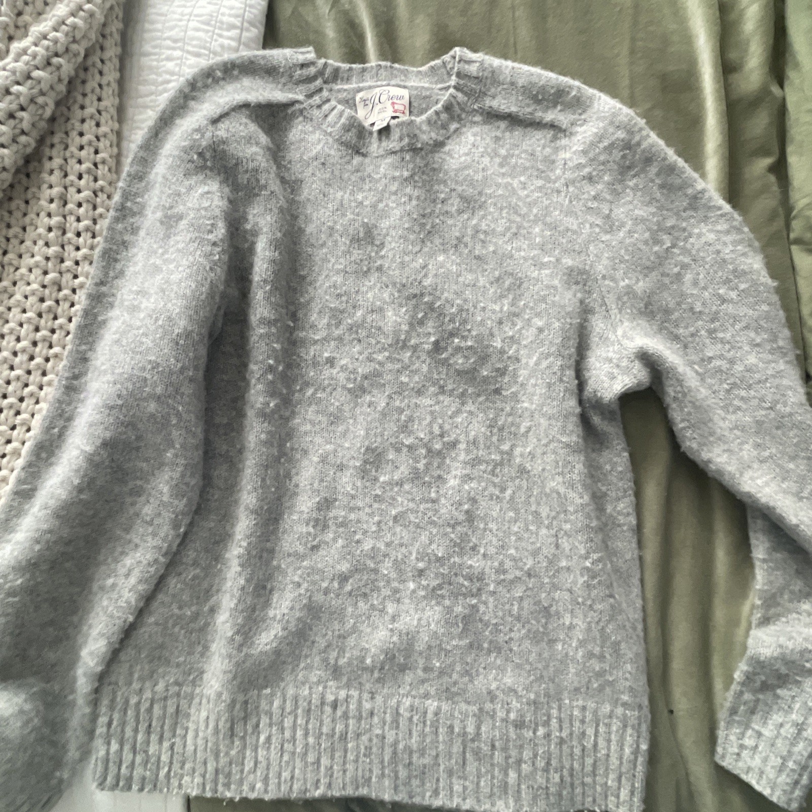 J Crew Mens 100% Lambswool Sweater Large Crewneck Gray Pullover Wool