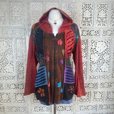 Y2K Rising International Boho Patchwork Floral Full Zip Hooded Jacket Sx XL