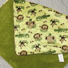 Little Bedding by Nojo Jungle Lion Monkey Elephant Alligator Green Baby Blanket