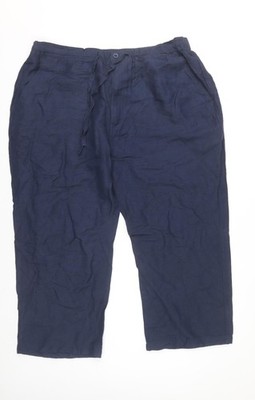 Cubavera Freizeithose Damen blau XL Leinenmischung gerades Bein