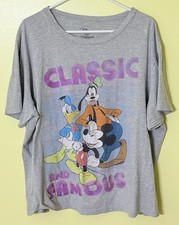 DISNEY Women's Plus Short Sleeve Tee "Classic and Famous" GRAY Size 2X