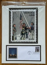 2002 Commemorative 'HEROES USA' 9/11 USPS First Day of Issue + Firefighters