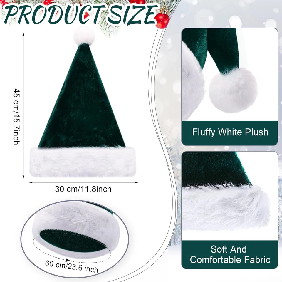 50 peças chapéu de Natal de veludo de pelúcia a granel para homens mulheres lembrancinhas de festa de Natal - Imagem 2 de 4