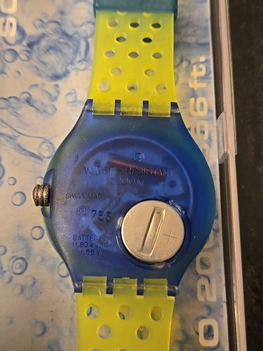 Reloj de Buceo SWATCH “SCUBA 200” (BORA BORA)-SN400- Años 90 Nuevo de Lote Antiguo Excelente + Caja - Imagen 9 de 10