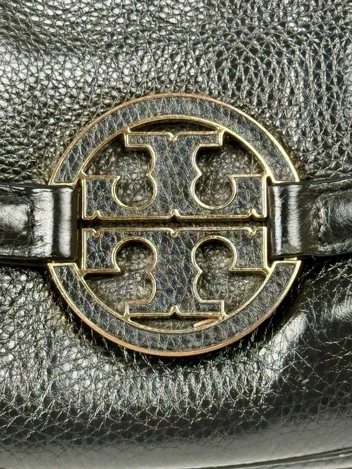 😎😎😎TORY BURCH Black Amanda Pebbled Ltr Crossbody Dbl Handles Satchel Handbag - Image 4 of 4