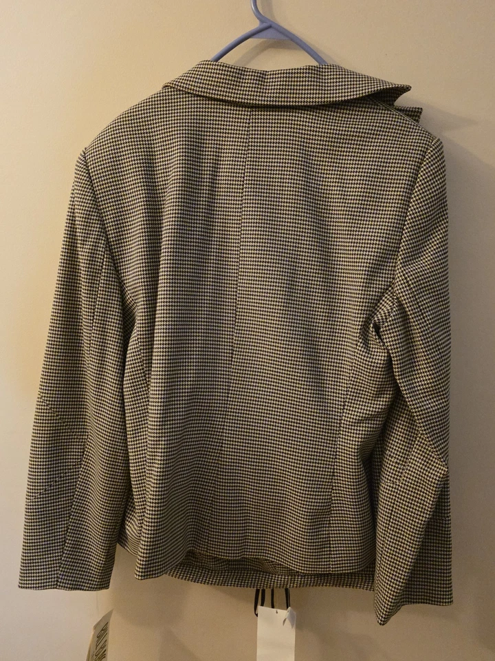 BILL BLASS Vintage Houndstooth Blazer/Pants Suit Black White New With Tags Sz 14 - Image 2 of 4