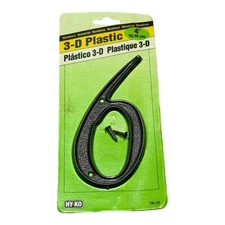 Hy-Ko Black Plastic Number 6 Nail-On NIP