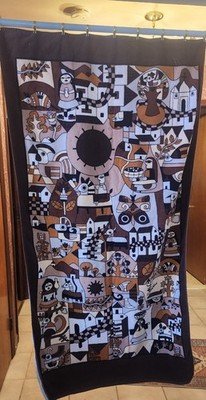 Vtg Hilasal Fernando De La Palma Folk Art Beach Towel