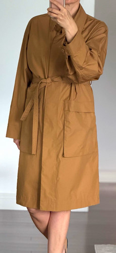 Uniqlo U Women’s Trench Coat Brown Belted Pockets Mid-Length Relaxed S