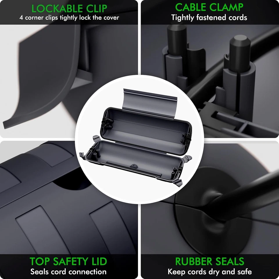 RESTMO Outdoor Extension Cords Cover, Weatherproof Extension Lead Cover, Gray - Image 4 of 4