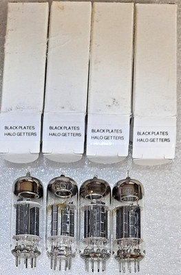 Quad 6CS7 unbranded black pl/horseshoe getter Tubes, Leben, Triplett 3444 Tested