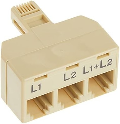 Ivory Dual Line Telephone Splitter Adapter