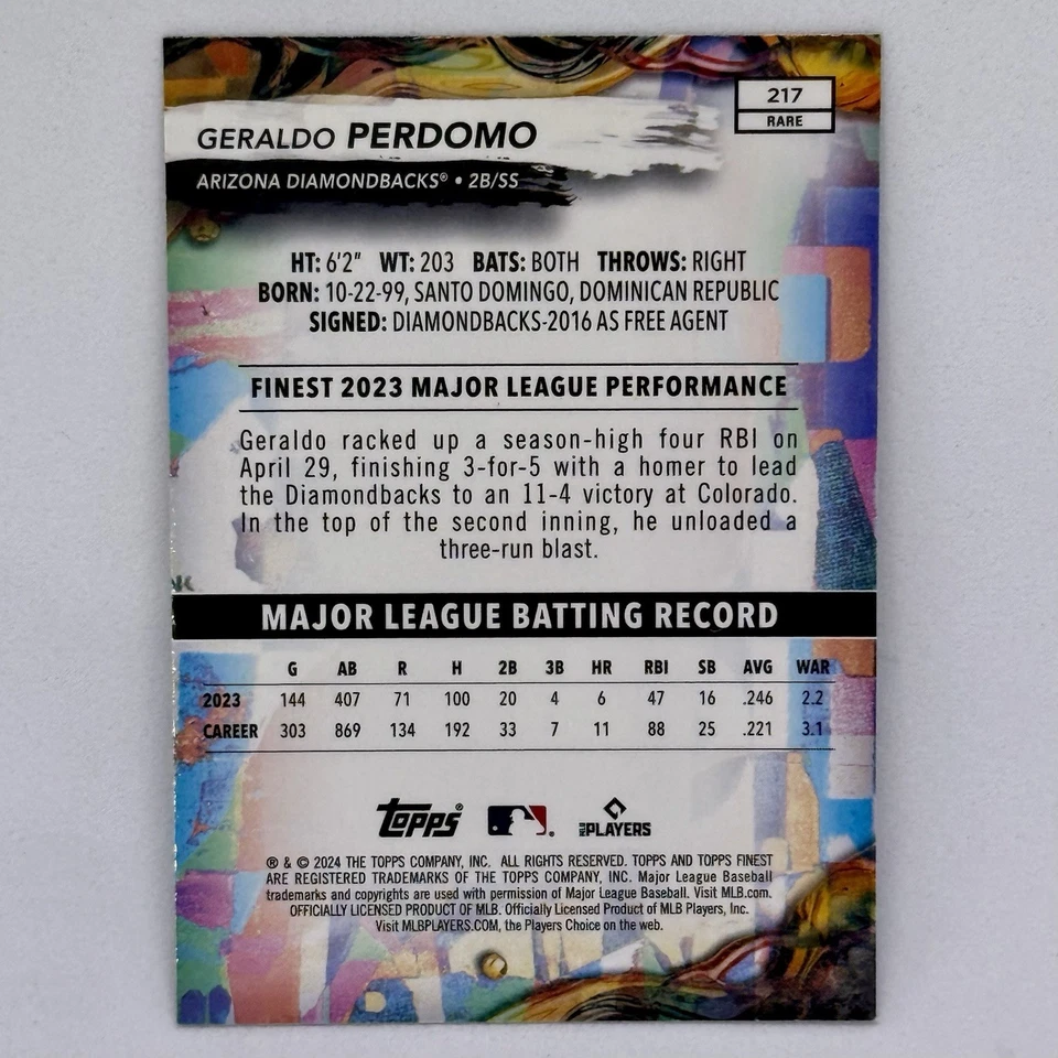 2024 Topps Finest Oil Spill RARE Refractor Geraldo Perdomo Multi Case Hit SSP - Image 2 of 3