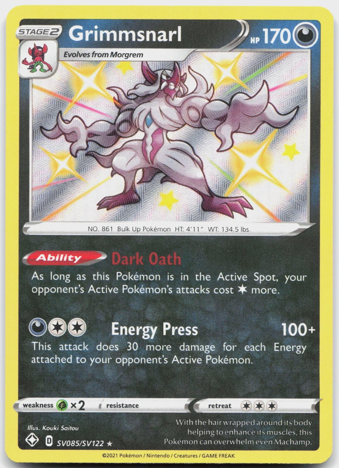 Grimmsnarl SV085/SV122 Shiny Rare Shining Fates Shiny Vault Pokemon Near Mint