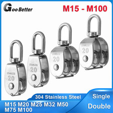 Heavy Duty Stainless Steel Single Double Pulley Block Wheel Rope Swivel Lifting