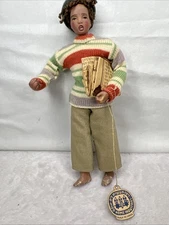 Wizo Home Industries Handmade In Israel 7" Doll Newsboy Paper Boy Bisque Tag