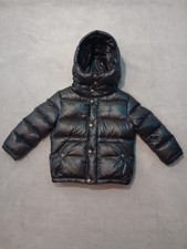 Polo Ralph Lauren Size 4T Black Puffer Jacket Blue Pony Removable Hoodie