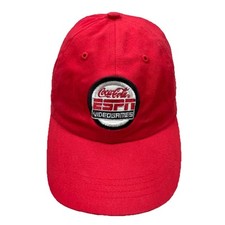 Coca Cola Hat Cap Strap Back Red Base Ball Dad ESPN Video Games VTG Rare Mens