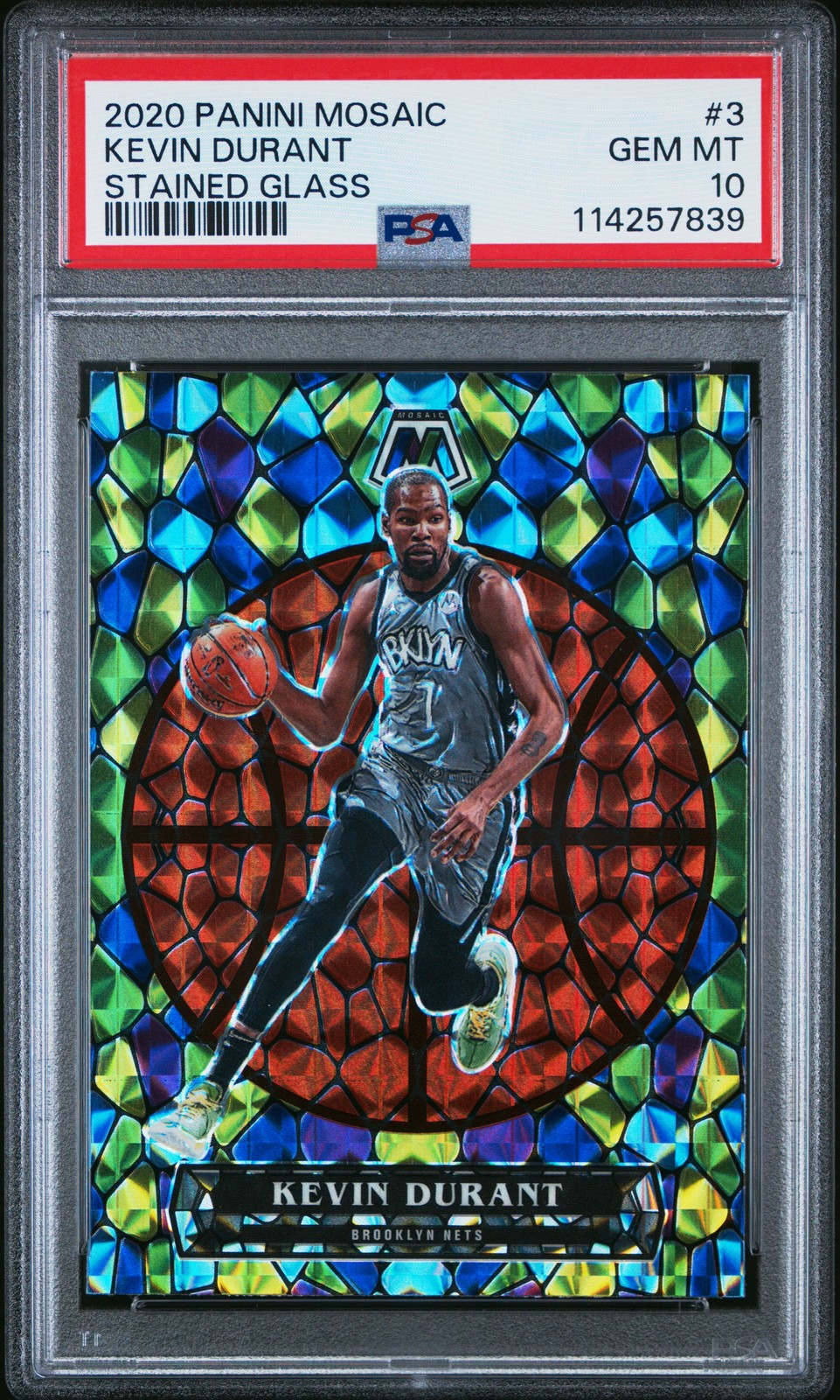 2020 PANINI MOSAIC STAINED GLASS #3 KEVIN DURANT PSA 10