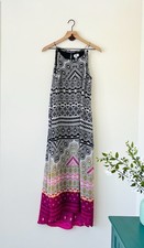 OLD NAVY Chiffon Sleeveless Maxi Dress Graphic Multi Print Shift Women’s Medium