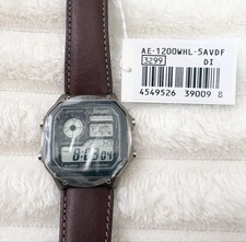 CASIO World Time AE-1200WHL-5AVDF Digital Watch Leather Band 48 Cities 50M WR LE