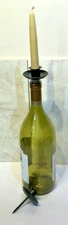 2 New Wine Bottle Top Taper Candle Holder Flat Black Finish Spike in Cork Craft