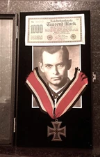 VINTAGE MILITARY PHOTO WITH MEDAL AND REICHMARK