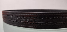 Vintage Sturdy Tooled Leather Black Belt 29 NO BUCKLE MACHINE TOOLED FOR SKINNY