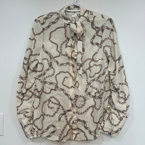 Veronica Beard Remi Bluse 2 neu mit Etikett $ 428 Seide beige Krawatte Langarm Oberteil - Bild 1 von 7