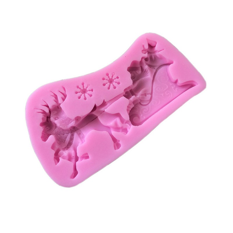 Christmas Santa Claus Sleigh Elk Cake Mold Silicone Decoration Mold Christmas Ch