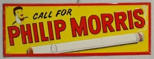 Call for Philip Morris Cigarettes Tin Sign Embossed Letters