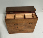 Vintage Japanese Wood 5 Drawer Sewing Box Haribako Chest Wooden Case + Ruler — photo 4
