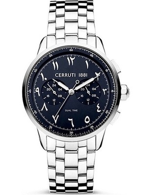 Cerruti Herrenuhr mit blauem Zifferblatt und silbernem Armband CIWGK2224905