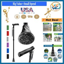 Foldable Aluminum Walking Cane for Seniors  Adults Adjustable Stability Black