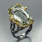 Vintage 35 ct Natural Green Amethyst Ring 925 Sterling Silver Size 7 /R478356