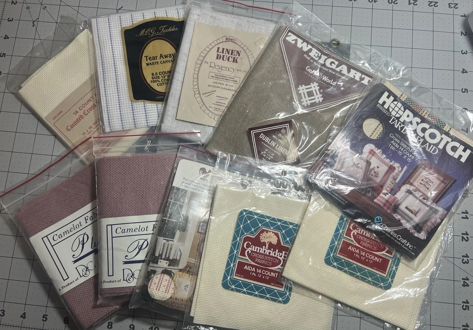 Cross Stitch Fabric 10 Pieces, 1 Lot. New - Image 2 of 4