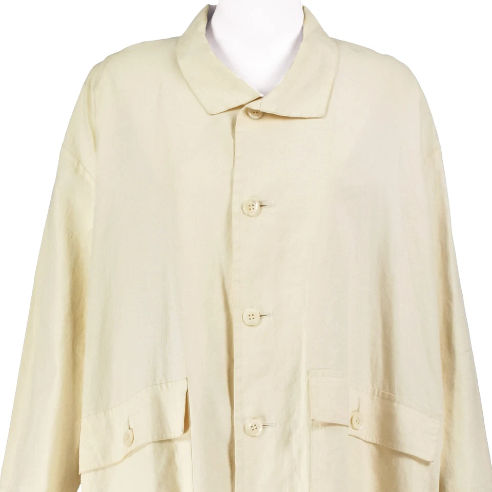 ESKANDAR Vintage Coated Ivory Linen Outerwear Jacket with BIG Patch Pockets OSFM - Image 2 of 4