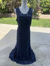Alex Evenings Navy Gown Lace And Sequence Size 16 Mother If The Bride Prom