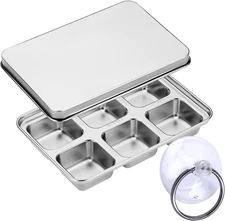 TEGOOL Ice Cube Trays, Stainless Steel Lid Ice Cube Tray with Suction Cup Super 