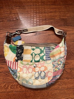 Vintage COACH RARE PATCHWORK Shoulder Bag With Leather Trim