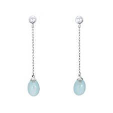 Tiffany & Co Aquamarine Rainbow Drop Earrings 18k White Gold Signed Jewelry