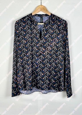 Horse Elegance   Marc Cain Bluse N3 (38) Schwarz-Weiß-Blau Chic