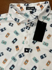New Bad Birdie Polo Shirt Men  s Size XL Beer Can Design White NWT Golf