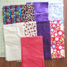 1/3 yard x 44" Fabric Bundle, 9 Different Cotton Fabrics, Various Manufacturers