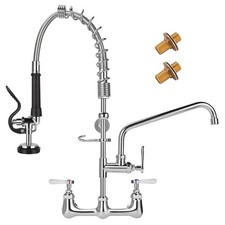 Commercial Kitchen Faucet Wall Mount with Pre Rinse Sprayer, 25" Height 8" Ad...