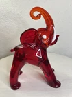 RARE Vintage Murano Glass Red Elephant Hand Blown Figurine Statue Italy MCM