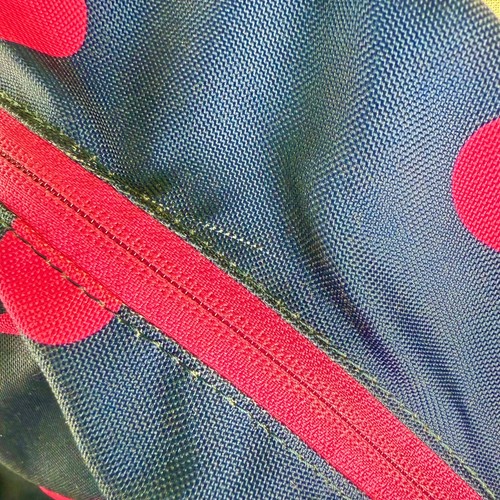 Lands End Backpack Pink Polka Dots on Navy Blue Back to School Reflectors - Picture 6 of 8